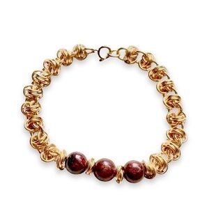 Izziedora 14k Gold Filled Garnet Barrel Bracelet
